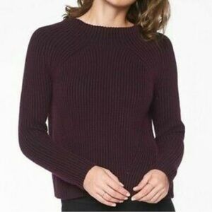 Athleta rockland rib knit crew neck pullover sweater auberge black